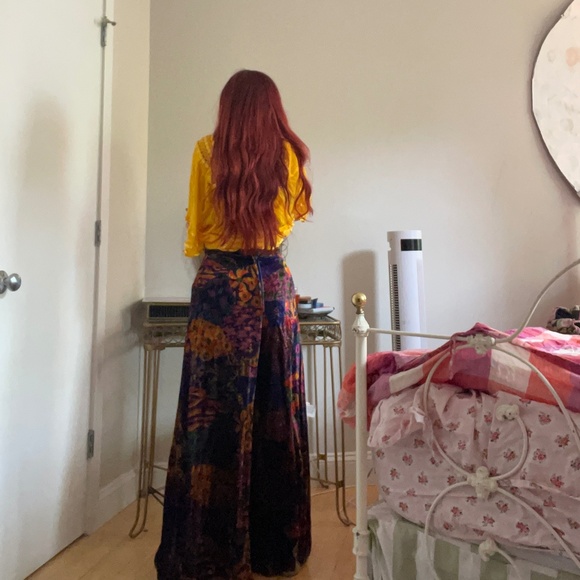 Vintage 1970s Velvet Hostess Pants - Picture 2 of 10